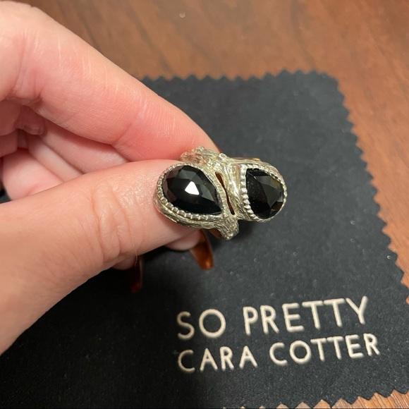 Double Adore Ring | So Pretty Cara Cotter | Onyx & Silver | size 5 - Picture 1 of 5